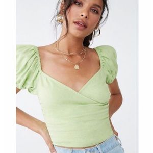 Forever 21 Green Linen Top